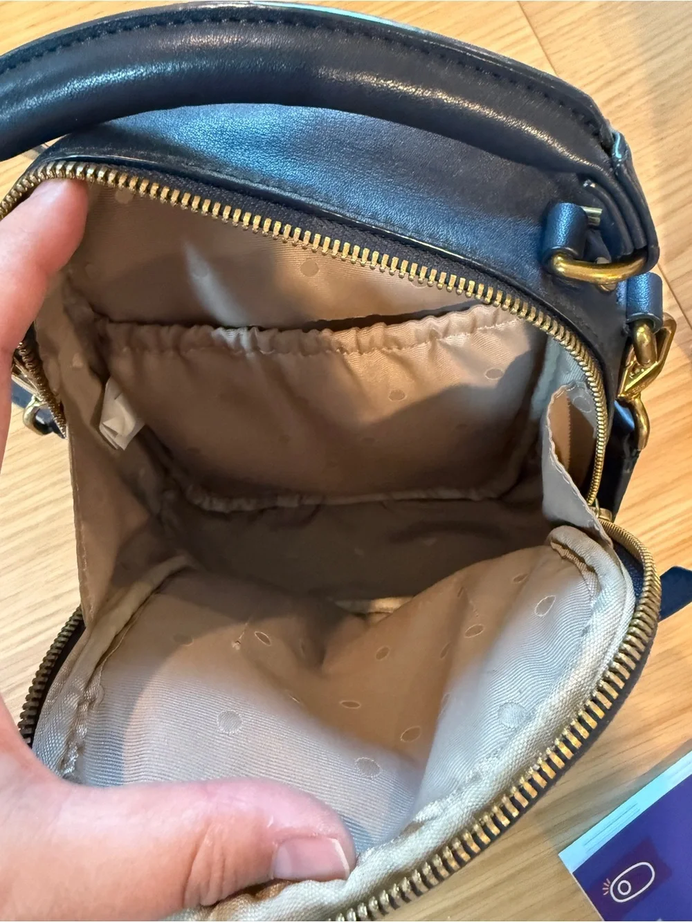 JCrew Compact Navy Leather Crossbody Bag